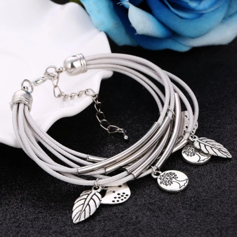 NEW!๐๐๐ณWHITE BIRD TREE CHARM BRACELET๐ณ๐๐LIFE - Picture 1 of 3